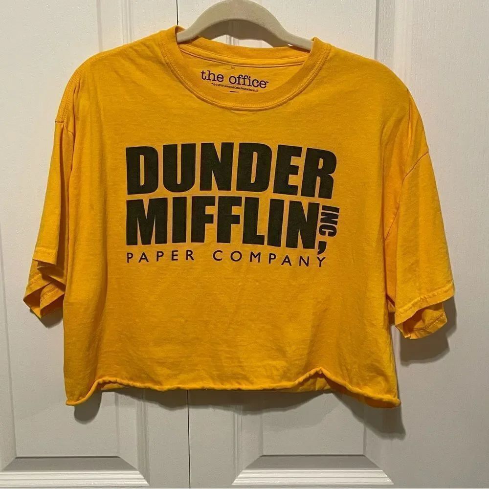 The Office Short Sleeve Croptop Dundee Mifflin T-shirt Yellow Black Large